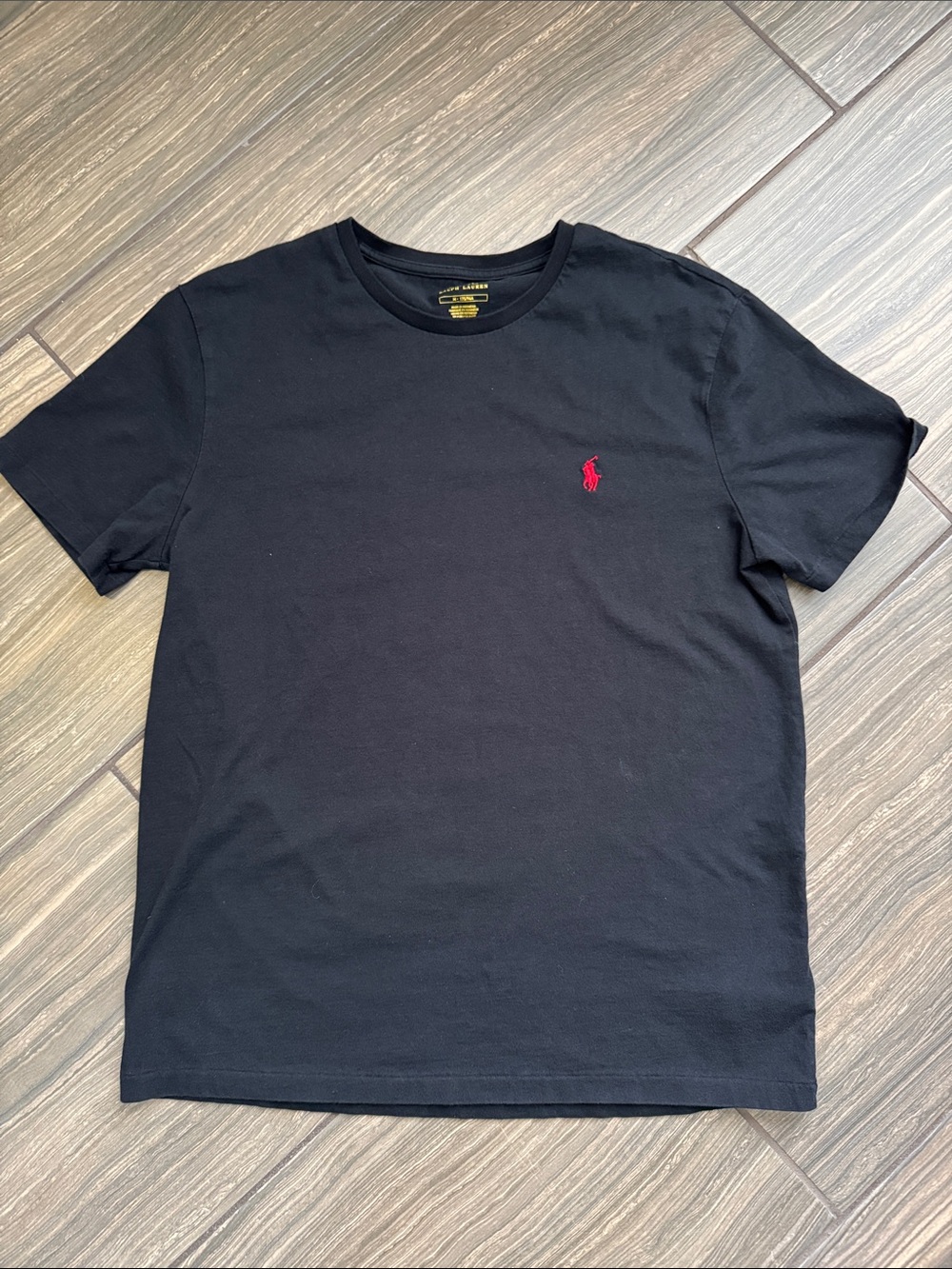 Polo by Ralph Lauren Black Crewneck T-Shirt with Red Pony